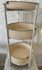 Metal İskeletli Üçlü Sepet Ekru