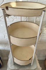 Metal İskeletli Üçlü Sepet Ekru