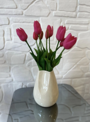 İkili Oluklu Vazo Bej