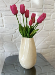 İkili Oluklu Vazo Bej