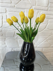 İkili Oluklu Vazo Siyah