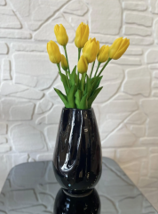 İkili Oluklu Vazo Siyah