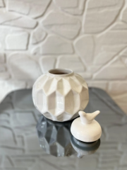 Jar Kuşlu Vazo Beyaz