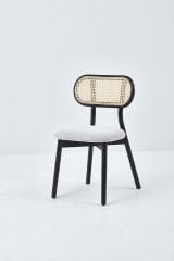 PARİS SANDALYE SİYAH CİLA - ANTRASİT KUMAŞ