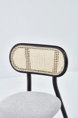 PARİS SANDALYE SİYAH CİLA - ANTRASİT KUMAŞ