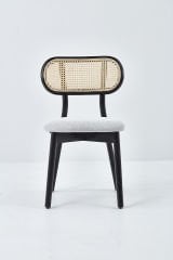 PARİS SANDALYE SİYAH CİLA - ANTRASİT KUMAŞ