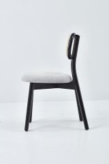 PARİS SANDALYE SİYAH CİLA - ANTRASİT KUMAŞ