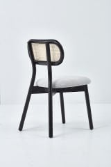 PARİS SANDALYE SİYAH CİLA - ANTRASİT KUMAŞ