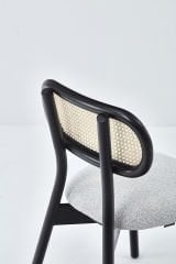 PARİS SANDALYE SİYAH CİLA - ANTRASİT KUMAŞ