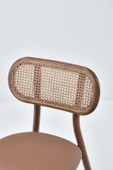 PARİS SANDALYE CEVİZ CİLA - KAHVERENGİ DERİ DÖŞEME