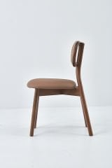 PARİS SANDALYE CEVİZ CİLA - KAHVERENGİ DERİ DÖŞEME