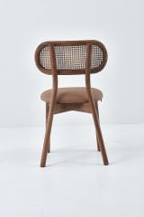 PARİS SANDALYE CEVİZ CİLA - KAHVERENGİ DERİ DÖŞEME