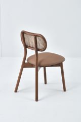 PARİS SANDALYE CEVİZ CİLA - KAHVERENGİ DERİ DÖŞEME