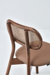 PARİS SANDALYE CEVİZ CİLA - KAHVERENGİ DERİ DÖŞEME